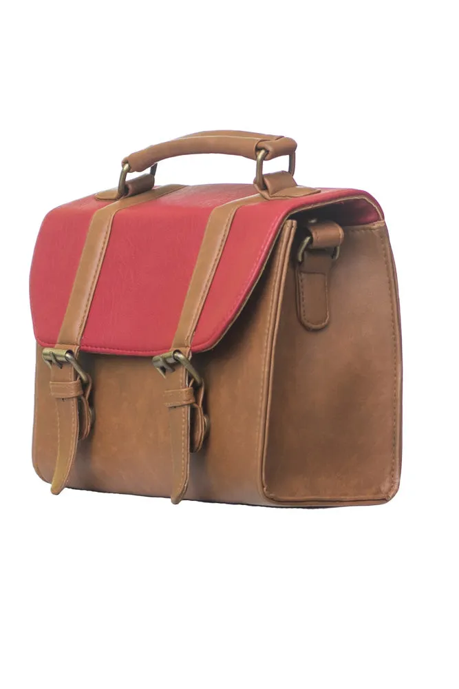 Red Tan Box Bag