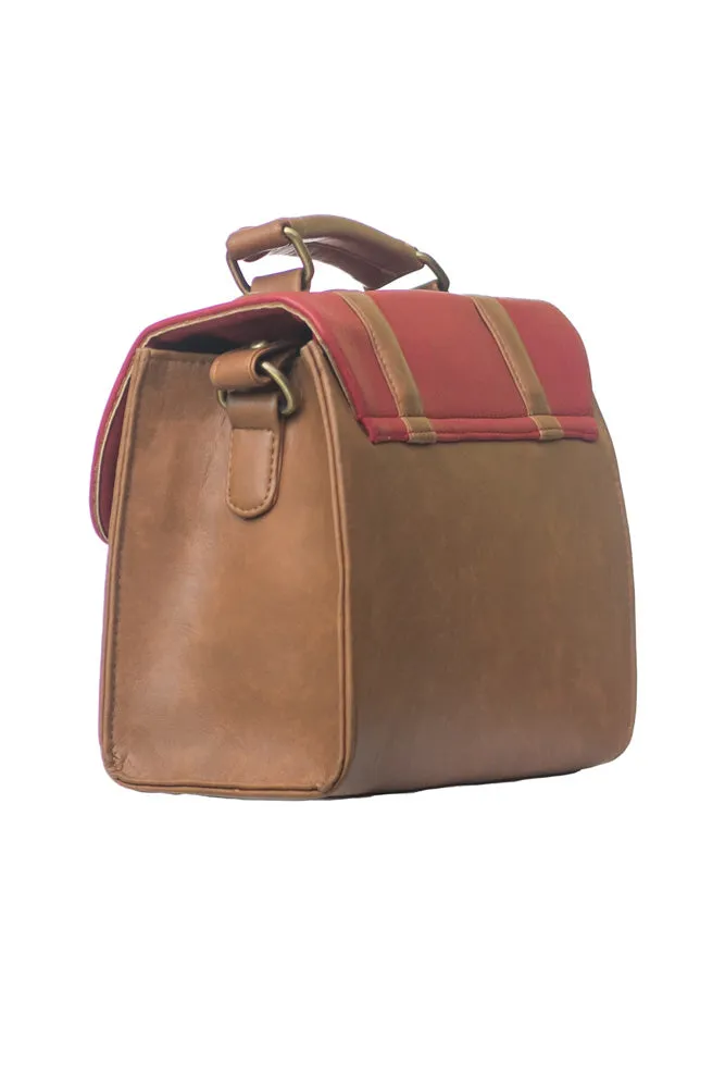 Red Tan Box Bag