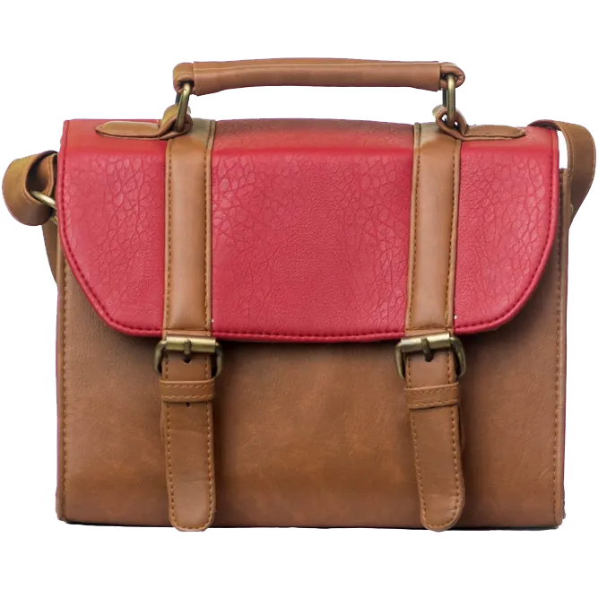 Red Tan Box Bag