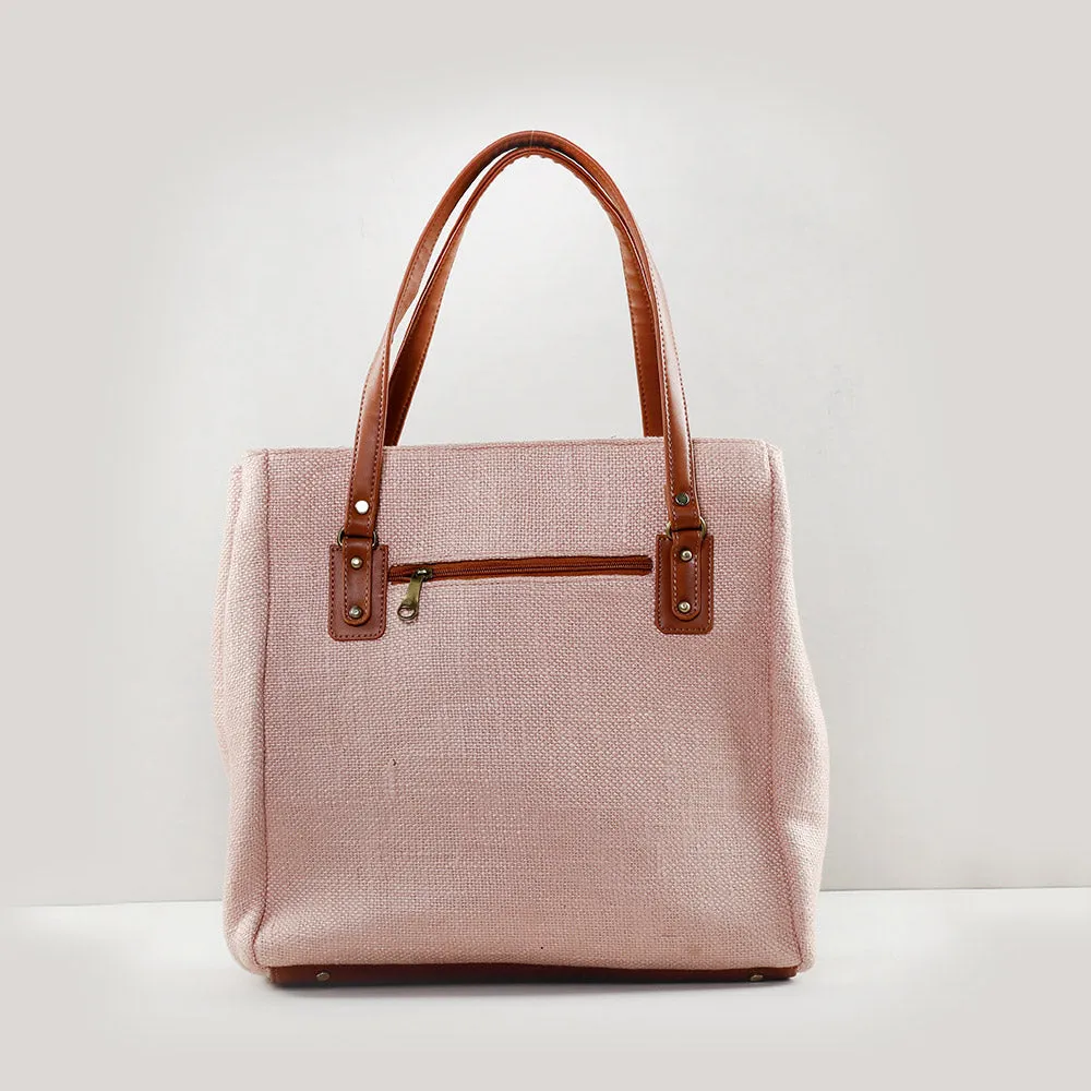 Rose gold three pocket tote bag