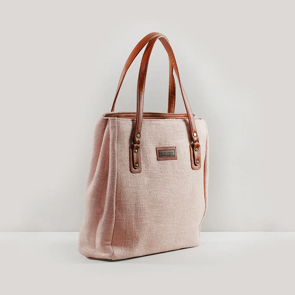 Rose gold three pocket tote bag