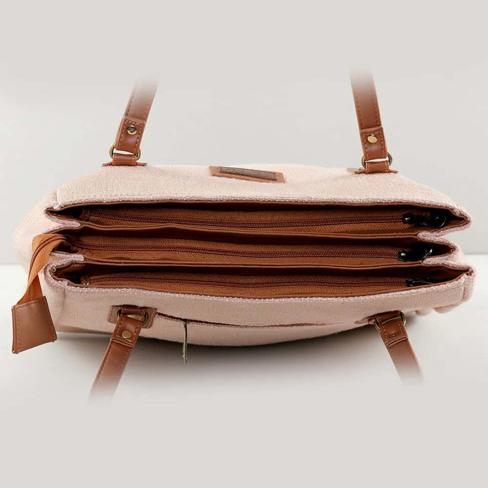 Rose gold three pocket tote bag