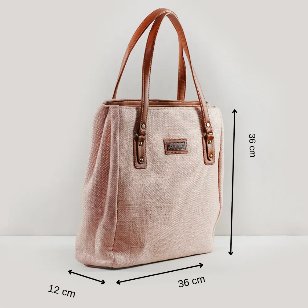 Rose gold three pocket tote bag