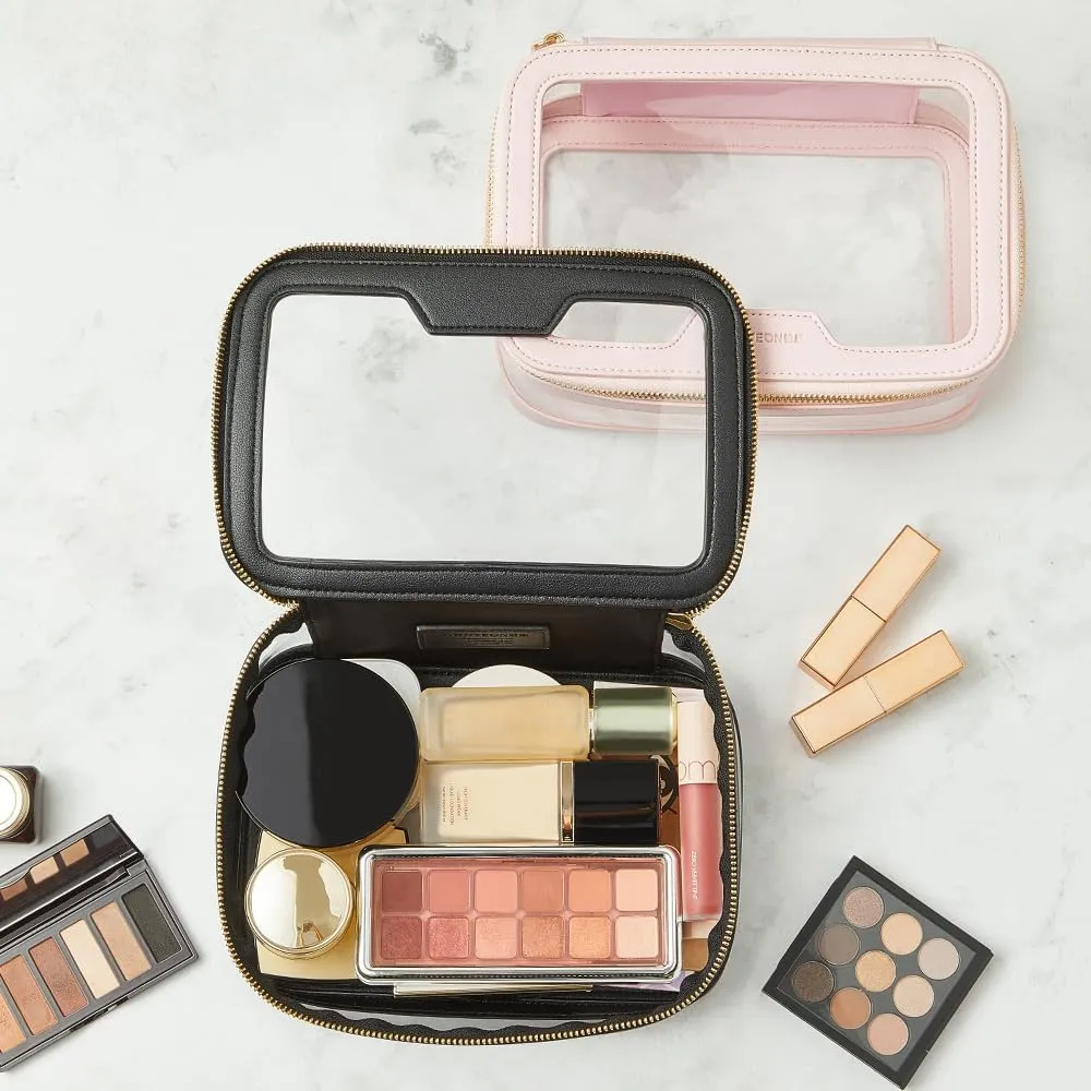 ROWNYEON Clear Makeup Case Toiletry Bag Multipurpose Travel Makeup Train Case Portable Cosmetic Organizer Transparent Storage Bag
