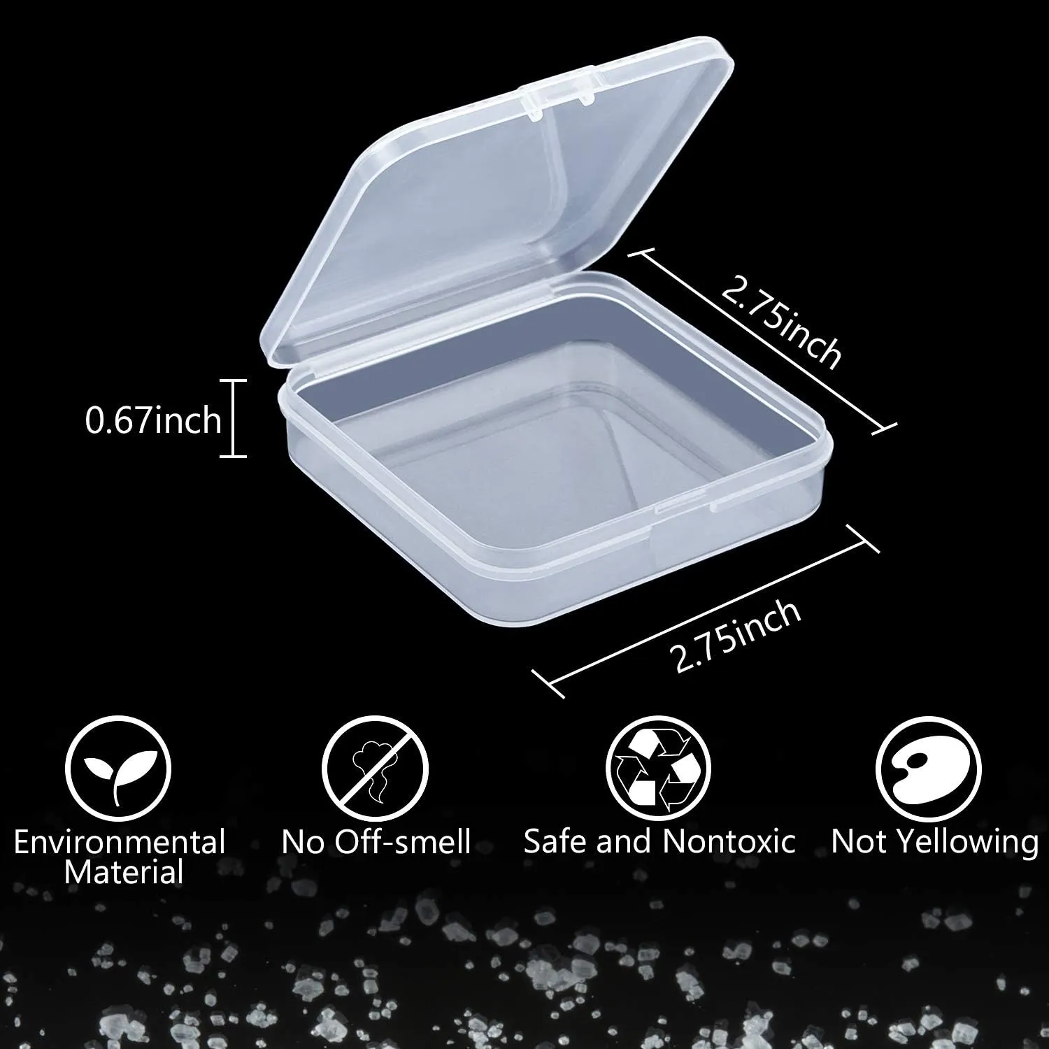 SATINIOR 24 Packs Small Clear Plastic Beads Storage Containers Box with Hinged Lid for Storage of Small Items, Crafts, Jewelry, Hardware (2.76 x 2.76 x 0.67 Inches)