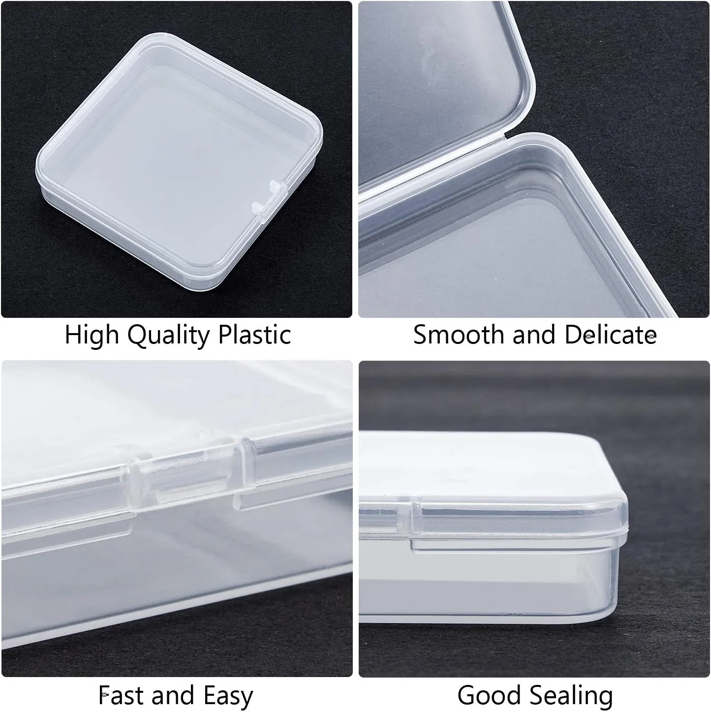 SATINIOR 24 Packs Small Clear Plastic Beads Storage Containers Box with Hinged Lid for Storage of Small Items, Crafts, Jewelry, Hardware (2.76 x 2.76 x 0.67 Inches)