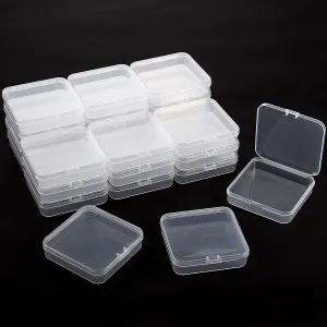 SATINIOR 24 Packs Small Clear Plastic Beads Storage Containers Box with Hinged Lid for Storage of Small Items, Crafts, Jewelry, Hardware (2.76 x 2.76 x 0.67 Inches) SATINIOR 24 Packs Small Clear Plastic Beads Storage Containers Box with Hinged Lid for Storage of Small Items, Crafts, Jewelry, Hardware (2.76 x 2.76 x 0.67 Inches)
