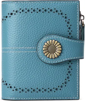 SENDEFN Small Womens Wallet Leather Bifold Card Holder RFID Blocking with Zipper Coin Pocket