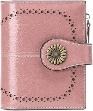 SENDEFN Small Womens Wallet Leather Bifold Card Holder RFID Blocking with Zipper Coin Pocket
