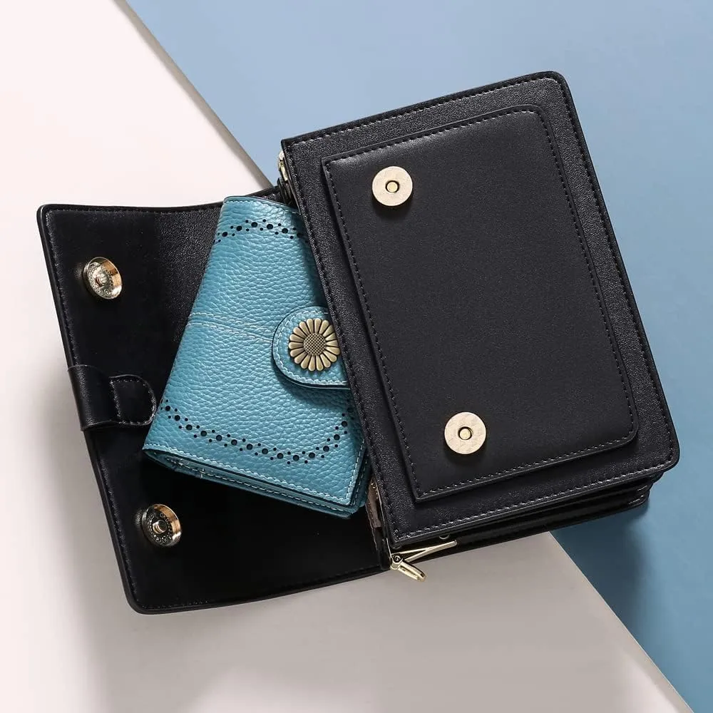 SENDEFN Small Womens Wallet Leather Bifold Card Holder RFID Blocking with Zipper Coin Pocket