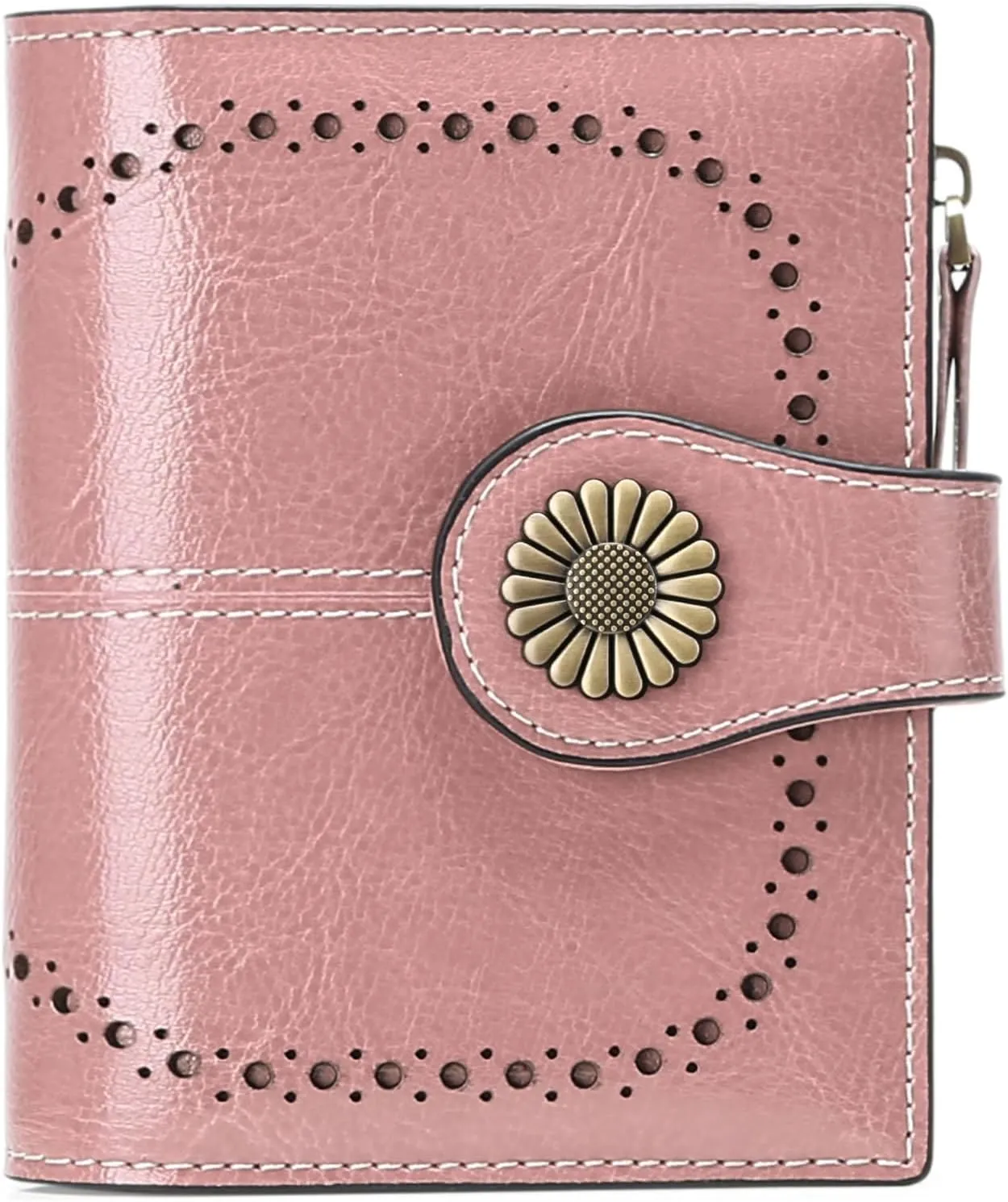 SENDEFN Small Womens Wallet Leather Bifold Card Holder RFID Blocking with Zipper Coin Pocket
