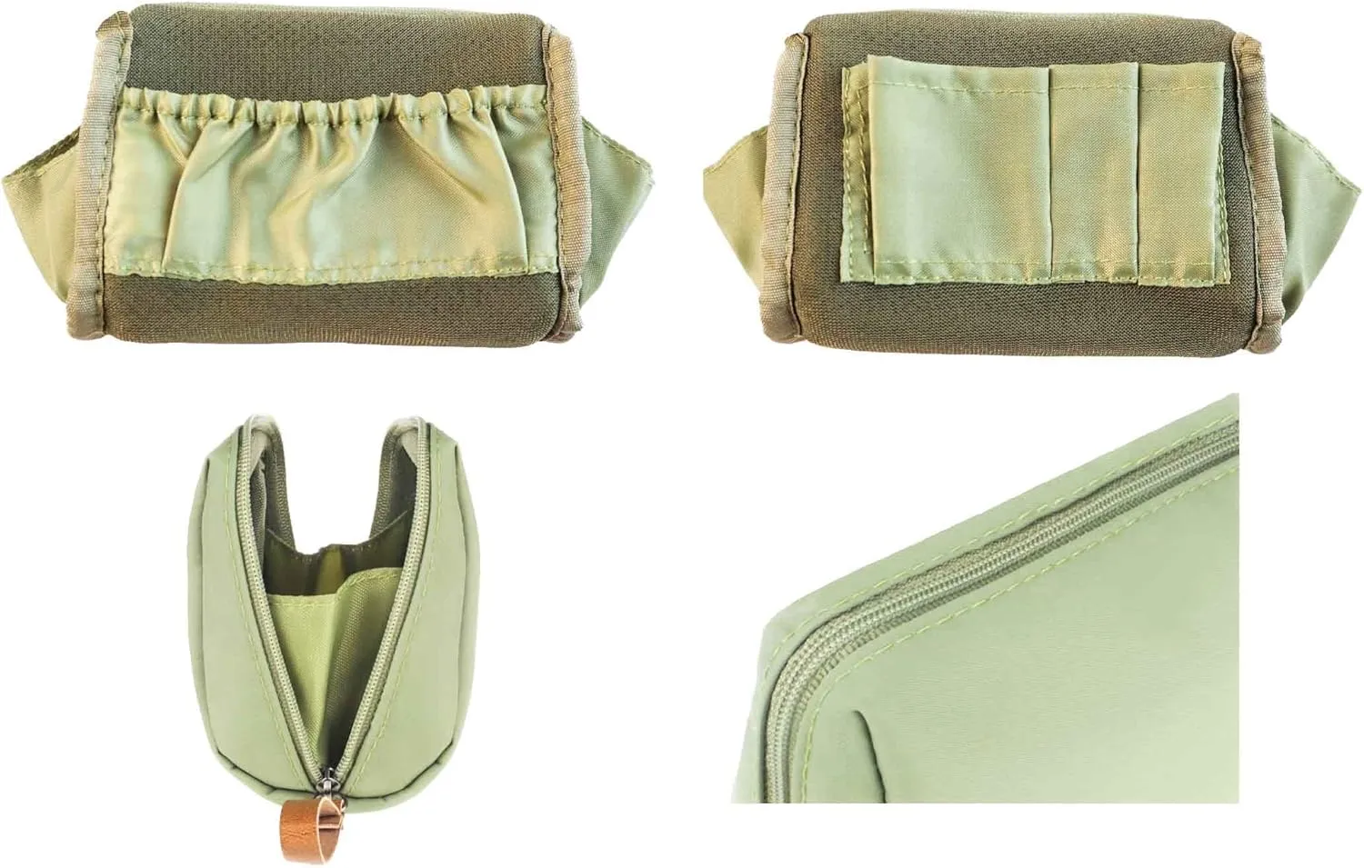 Small Makeup Bag for Purse Portable Waterproof Cosmetic Bag Travel Makeup Pouch for Women (Green, Square)