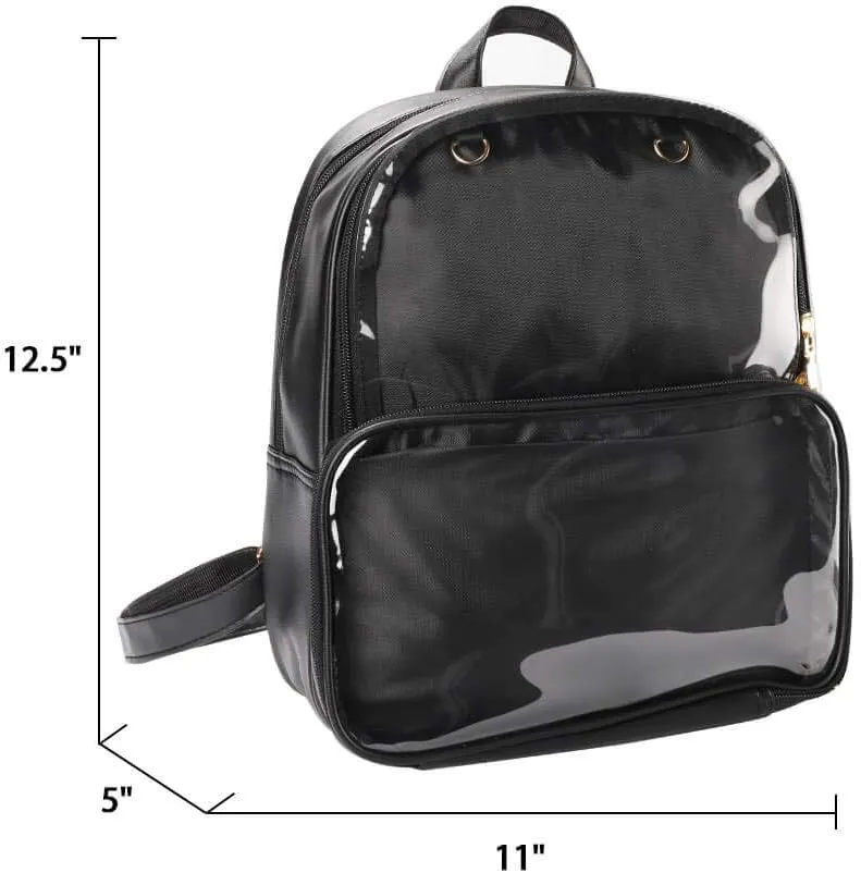 STEAMEDBUN Ita Bag Double Window Candy PU Leather Backpack Kawaii Pins Bag with insert