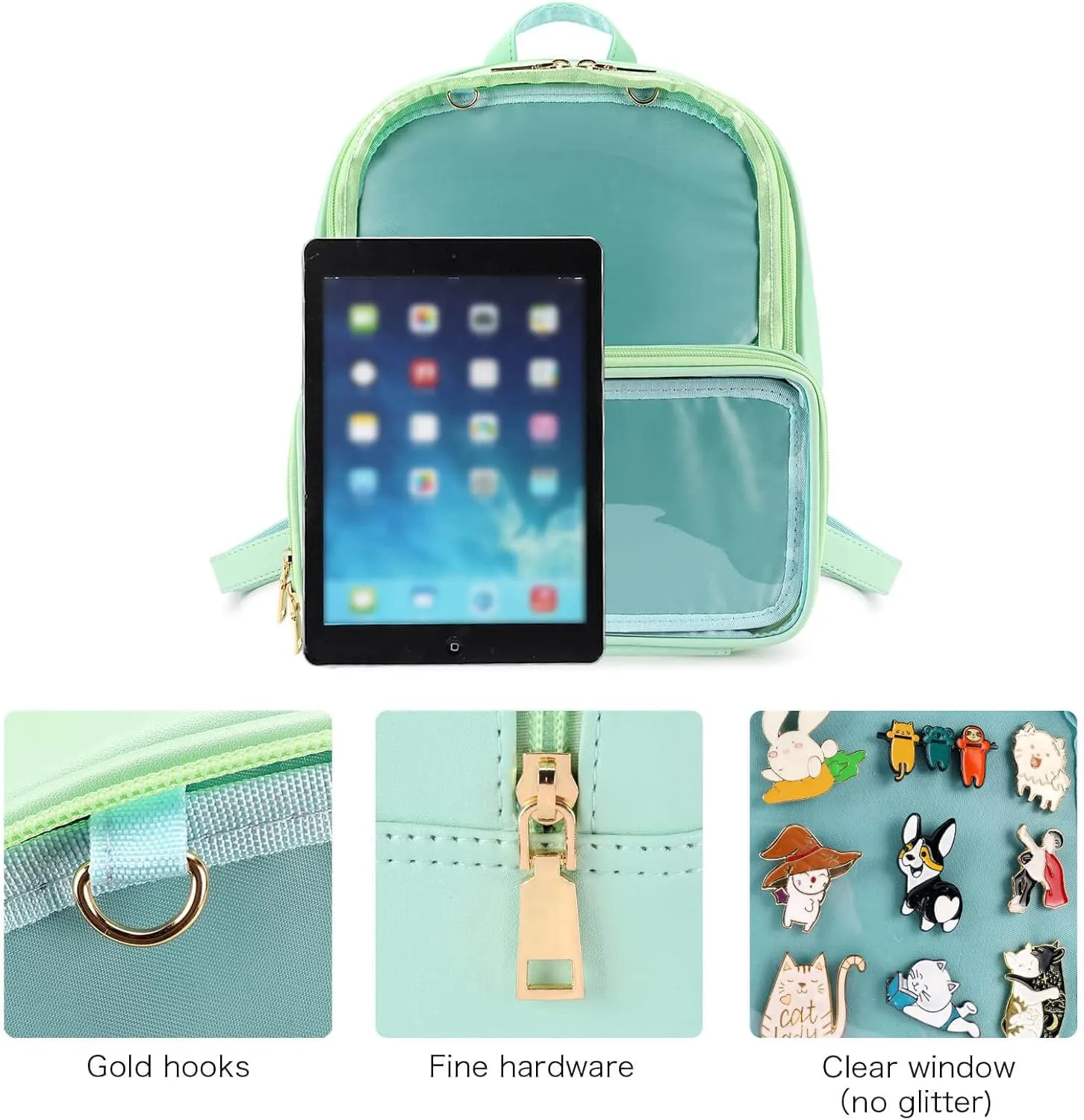 STEAMEDBUN Ita Bag Double Window Candy PU Leather Backpack Kawaii Pins Bag with insert