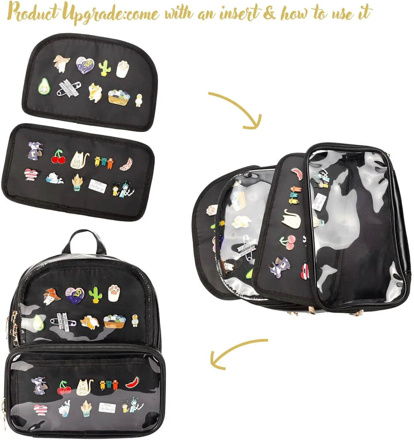 STEAMEDBUN Ita Bag Double Window Candy PU Leather Backpack Kawaii Pins Bag with insert