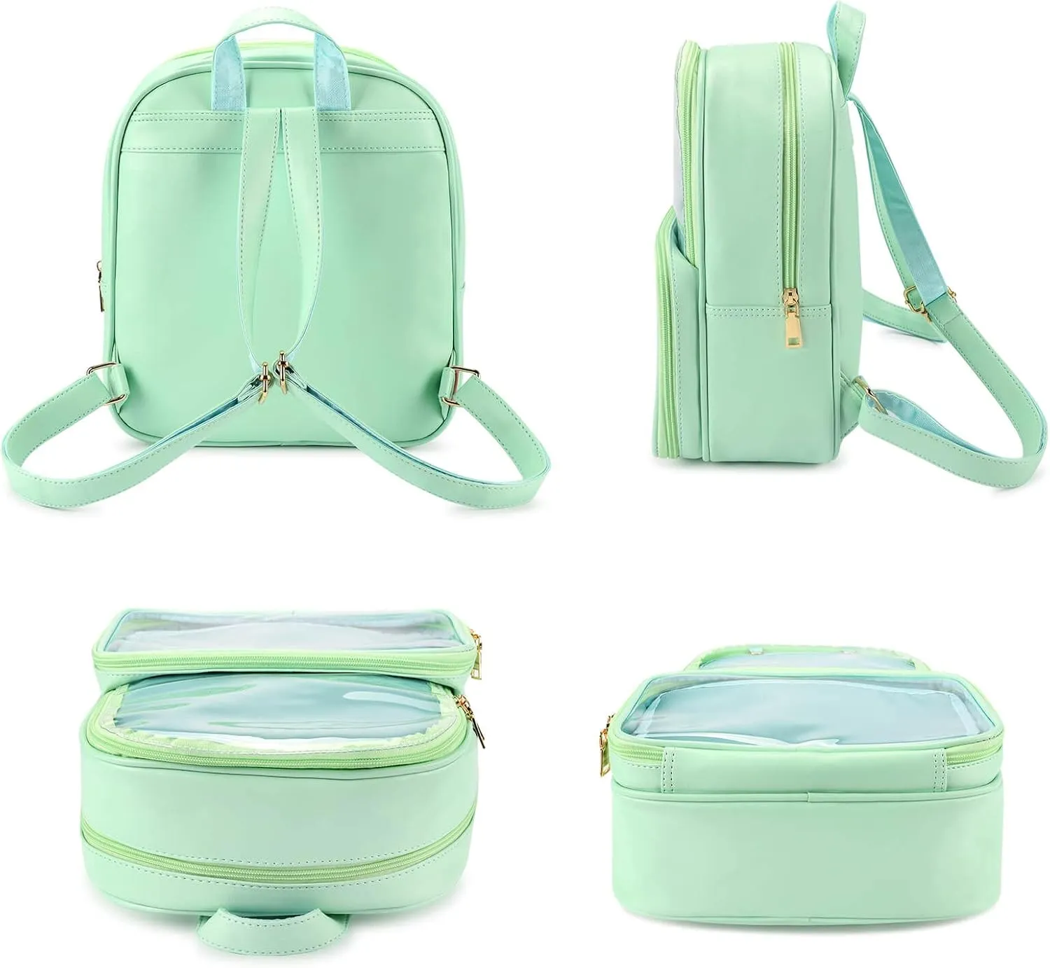 STEAMEDBUN Ita Bag Double Window Candy PU Leather Backpack Kawaii Pins Bag with insert