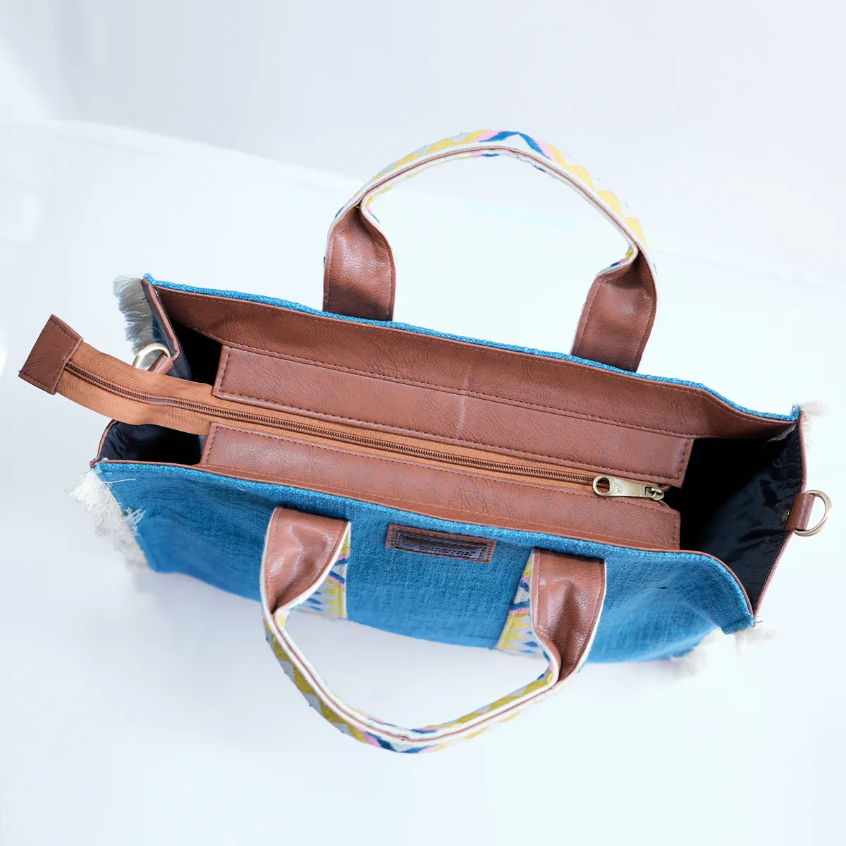 Teal Lenora Fringe Tote Bag with Initial Customization