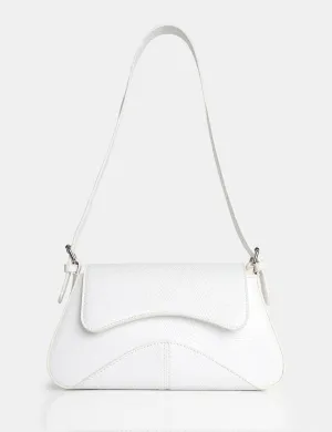 The Dea Ecru Matt Croc Pu Shoulder Bag