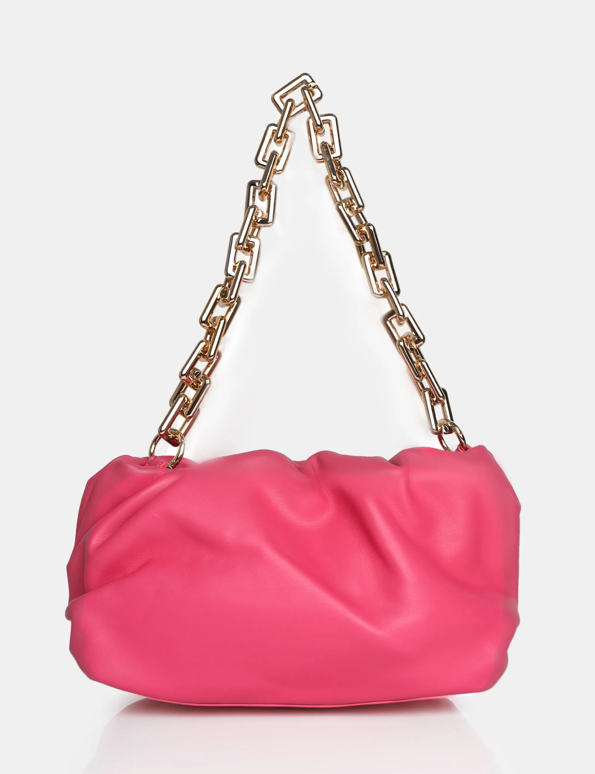 The Gossip Pink Chain Pouch Ruched Bag