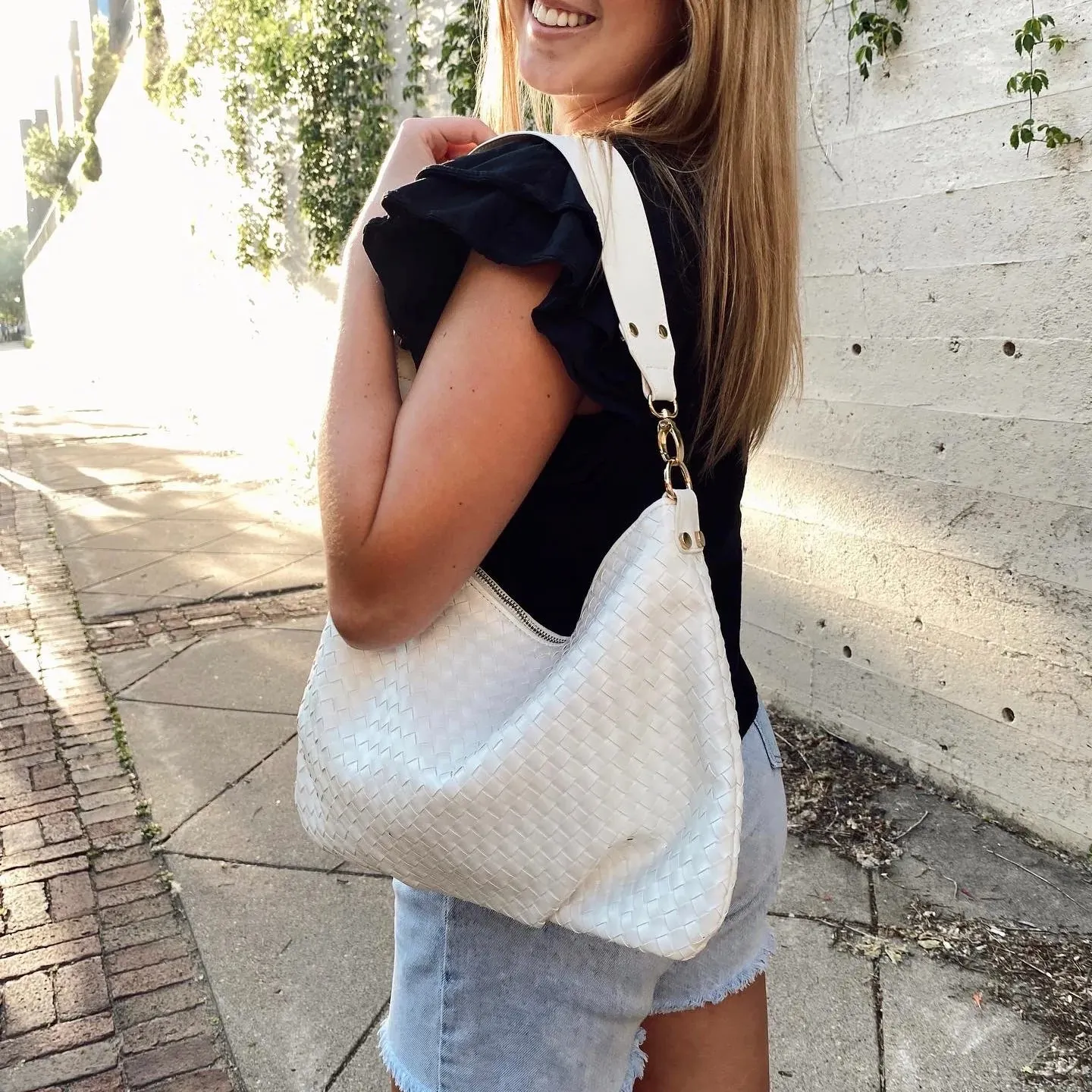 The Remi Small Hand Woven Vegan Leather Crossbody   Shoulder Bag