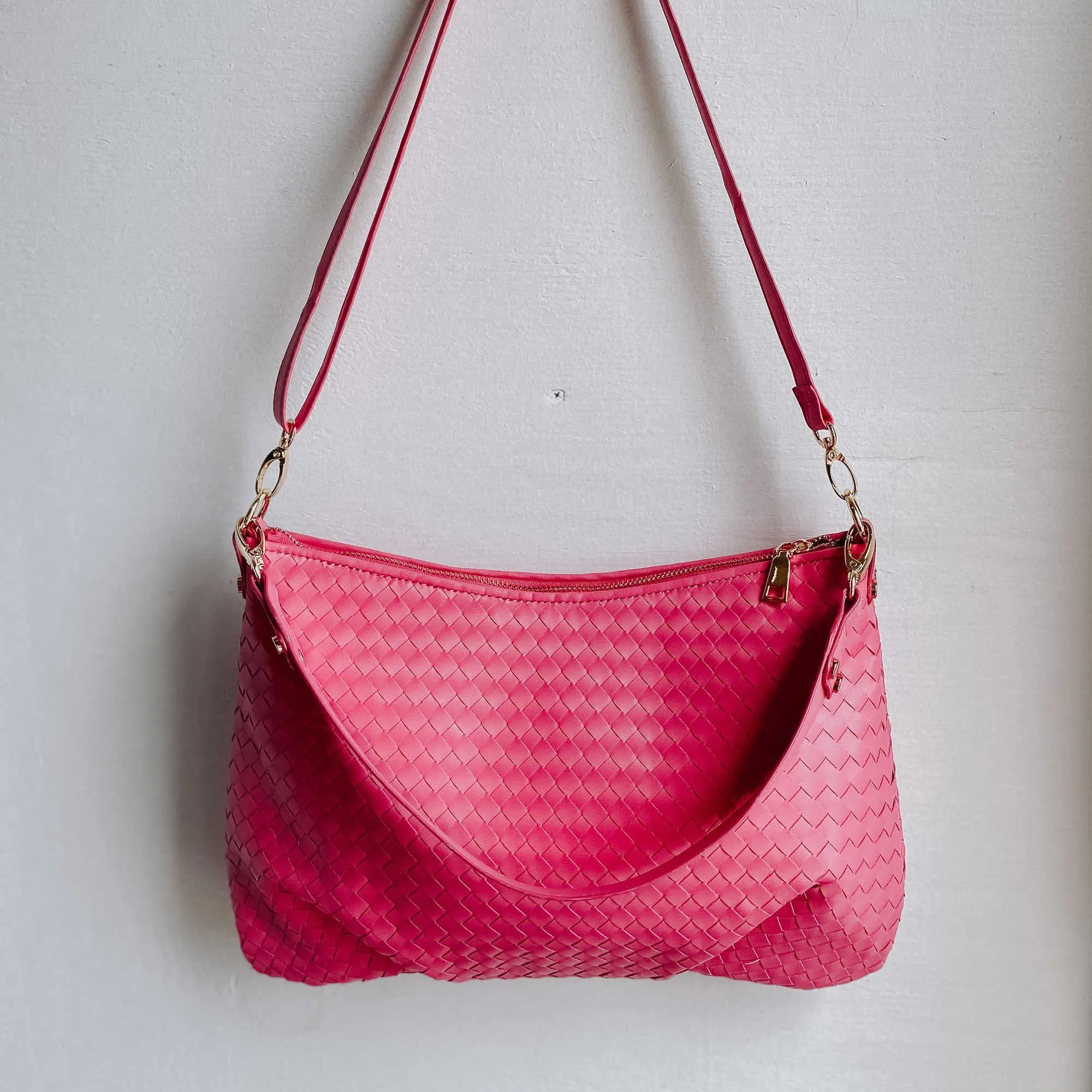 The Remi Small Hand Woven Vegan Leather Crossbody   Shoulder Bag