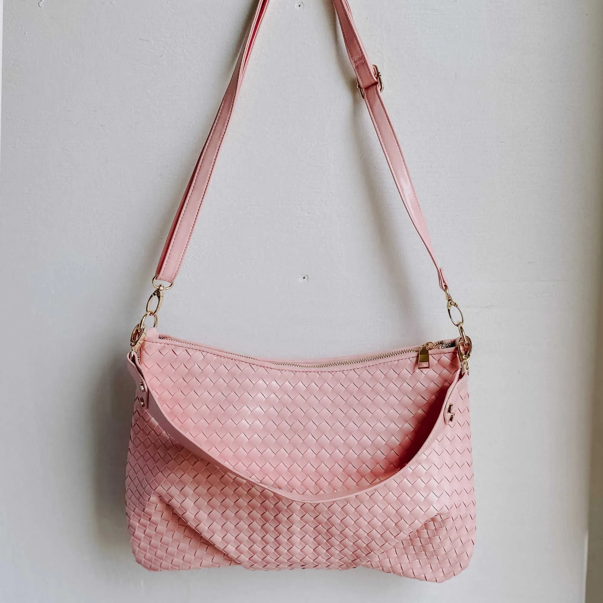 The Remi Small Hand Woven Vegan Leather Crossbody   Shoulder Bag