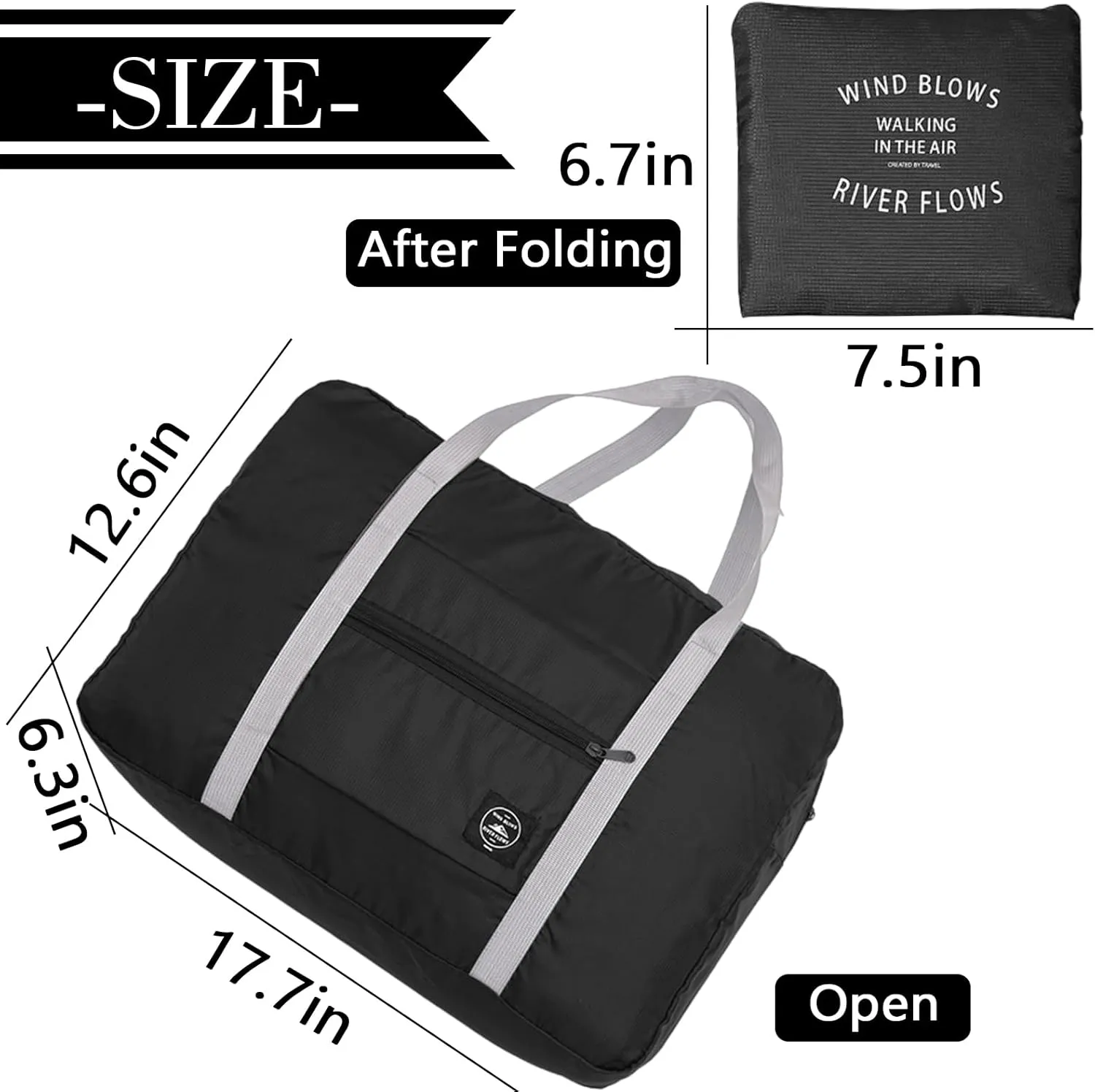 Travel Bag 12 PCS Carry on Luggage Foldable Duffel Bag Sports Gym Bag Weekender Overnight Bag Water Resistant Nylon Travel Duffel for Men Women (Black 12 PCS)