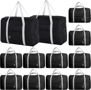 Travel Bag 12 PCS Carry on Luggage Foldable Duffel Bag Sports Gym Bag Weekender Overnight Bag Water Resistant Nylon Travel Duffel for Men Women (Black 12 PCS) Travel Bag 12 PCS Carry on Luggage Foldable Duffel Bag Sports Gym Bag Weekender Overnight Bag Water Resistant Nylon Travel Duffel for Men Women (Black 12 PCS)