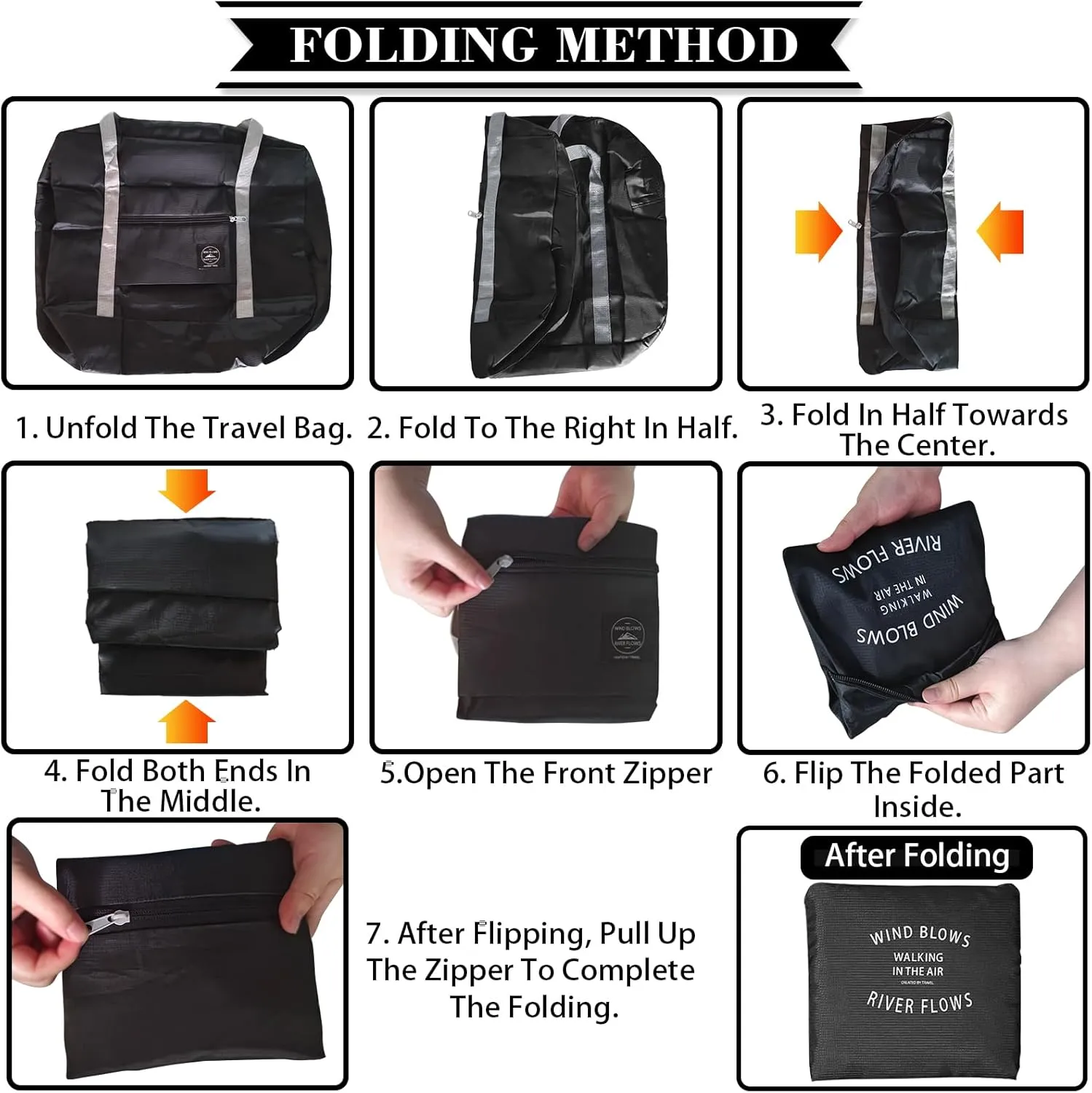 Travel Bag Carry on Luggage Foldable Duffel Bag Sports Gym Bag Weekender Overnight Bag Water Resistant Nylon Travel Duffel for Men Women (Black 24PCS)