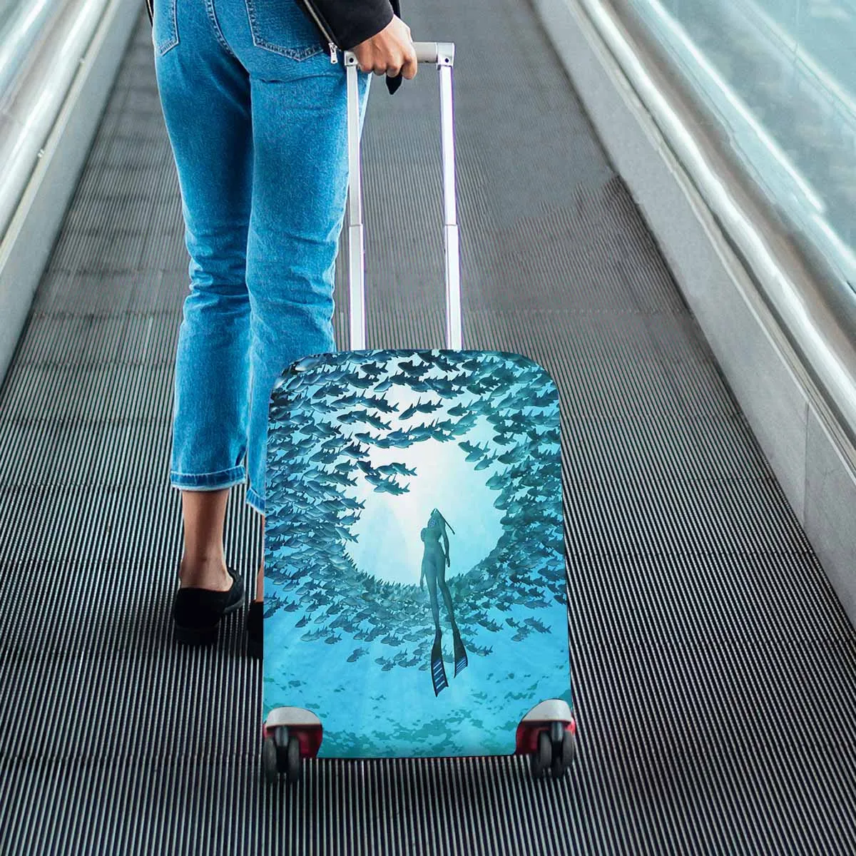 Tropical themed Cover for Luggage suitcase printed Eye of the ocean