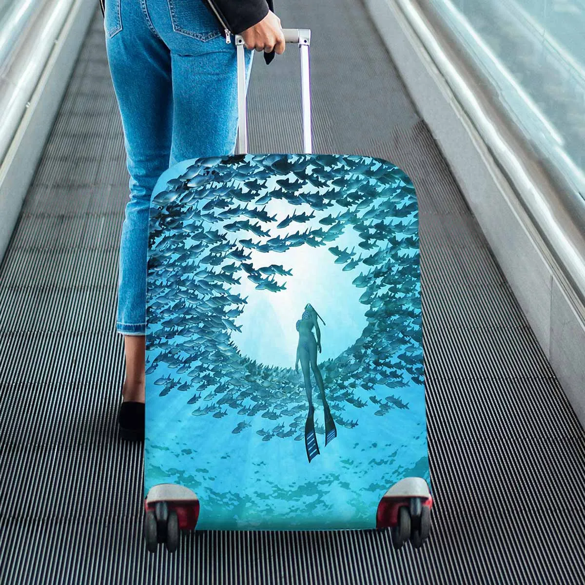 Tropical themed Cover for Luggage suitcase printed Eye of the ocean