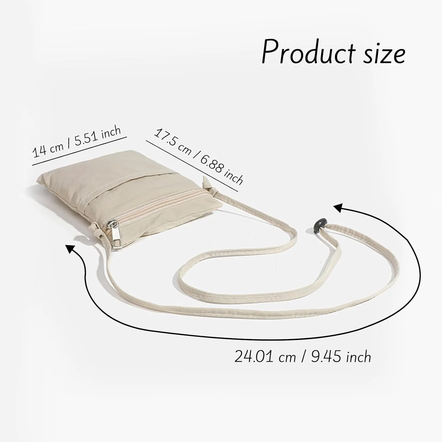 Ultralight Cell Phone Purse - Nylon Small Crossbody Phone Bag with Zipper