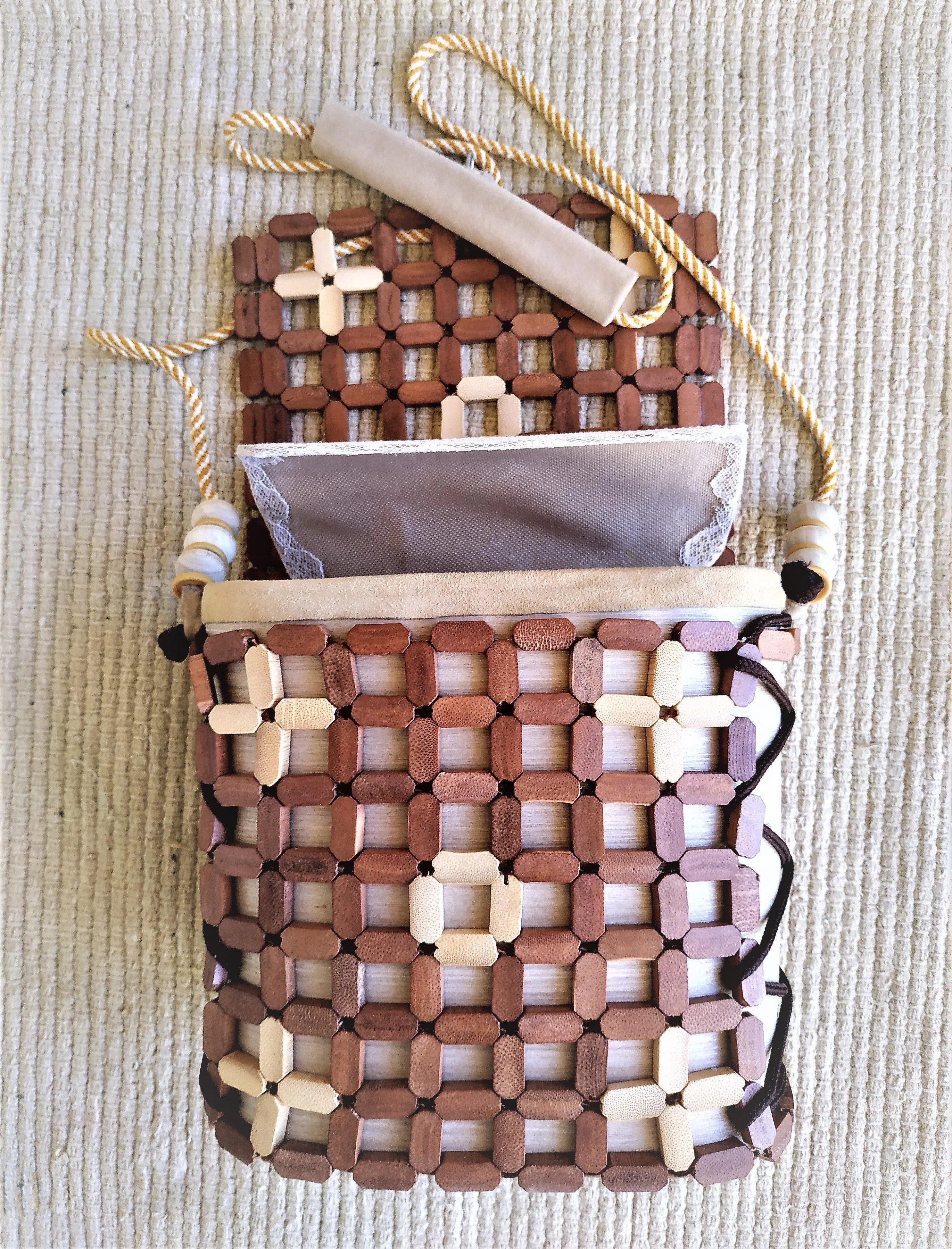 Unique Wooden box-bag.  Shoulder bag in Boho style