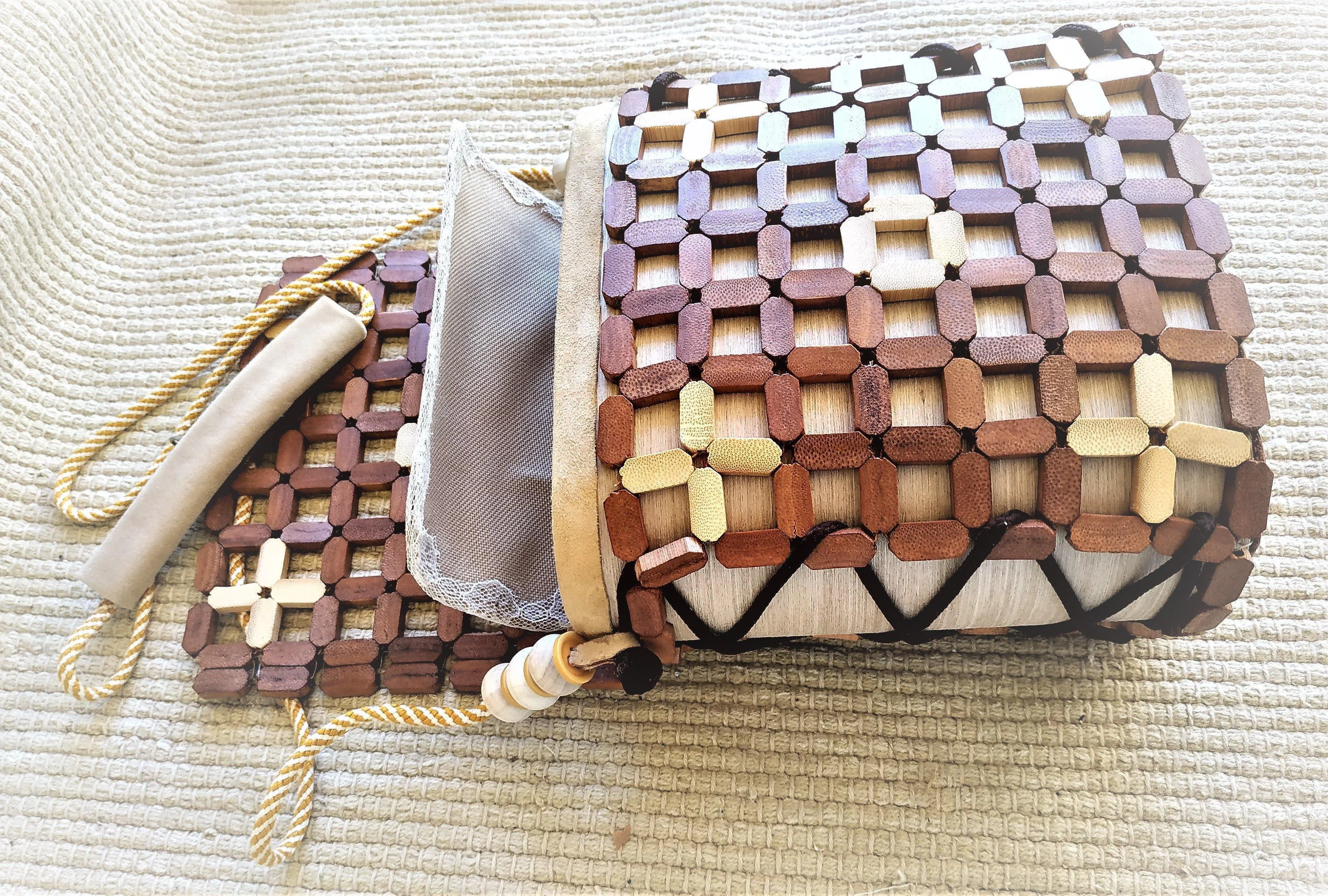 Unique Wooden box-bag.  Shoulder bag in Boho style
