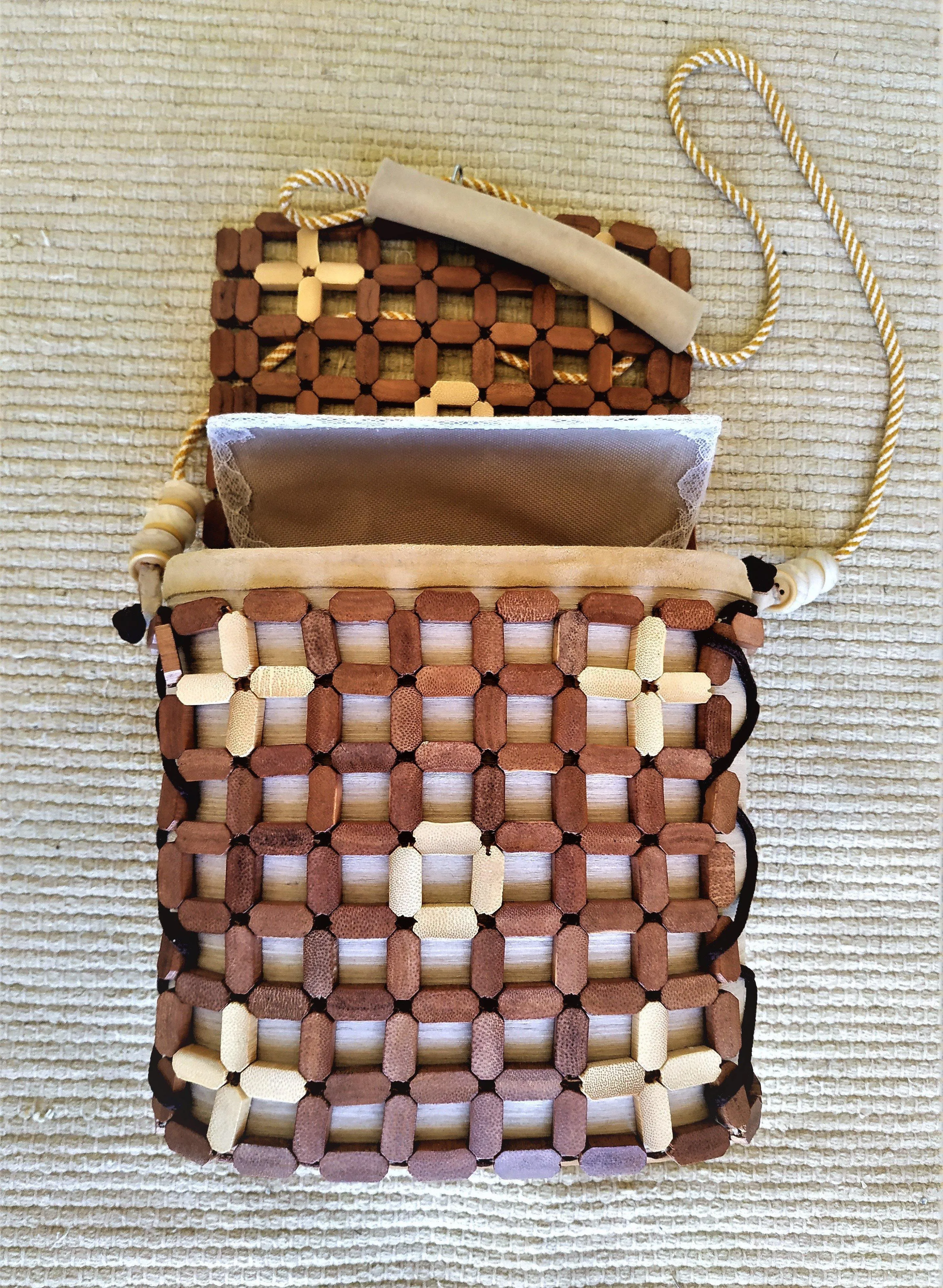 Unique Wooden box-bag.  Shoulder bag in Boho style