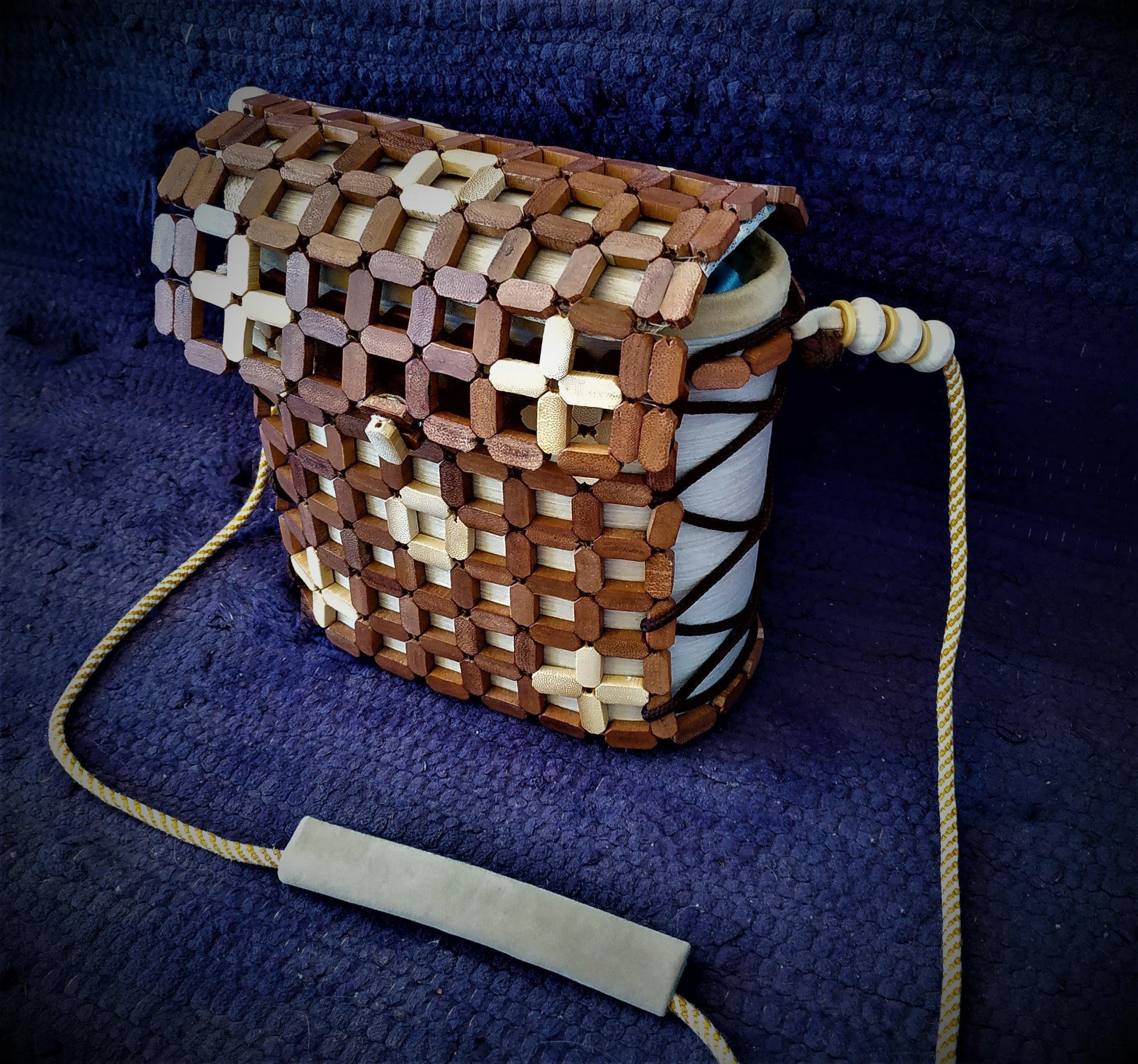 Unique Wooden box-bag.  Shoulder bag in Boho style