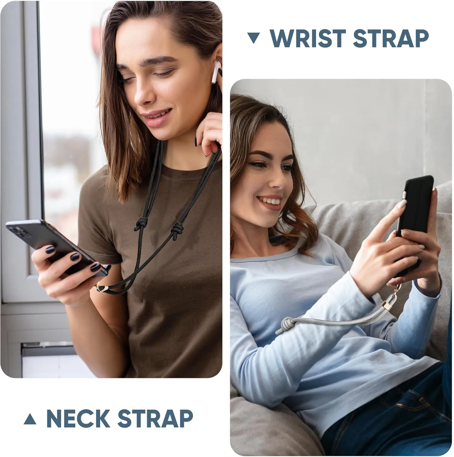 Universal Phone Lanyard Adjustable Crossbody Phone Neck Strap & Wrist Strap, Clip & Go Phone Strap