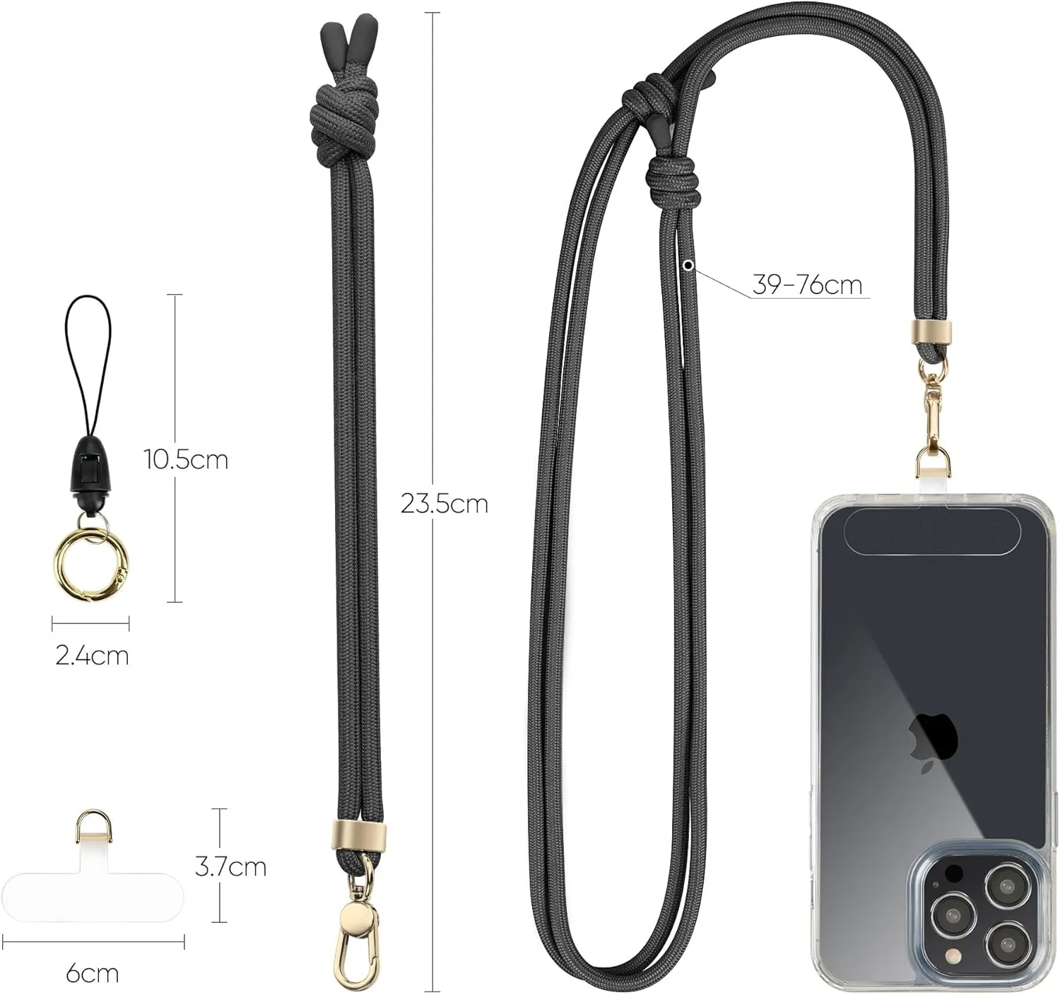 Universal Phone Lanyard Adjustable Crossbody Phone Neck Strap & Wrist Strap, Clip & Go Phone Strap