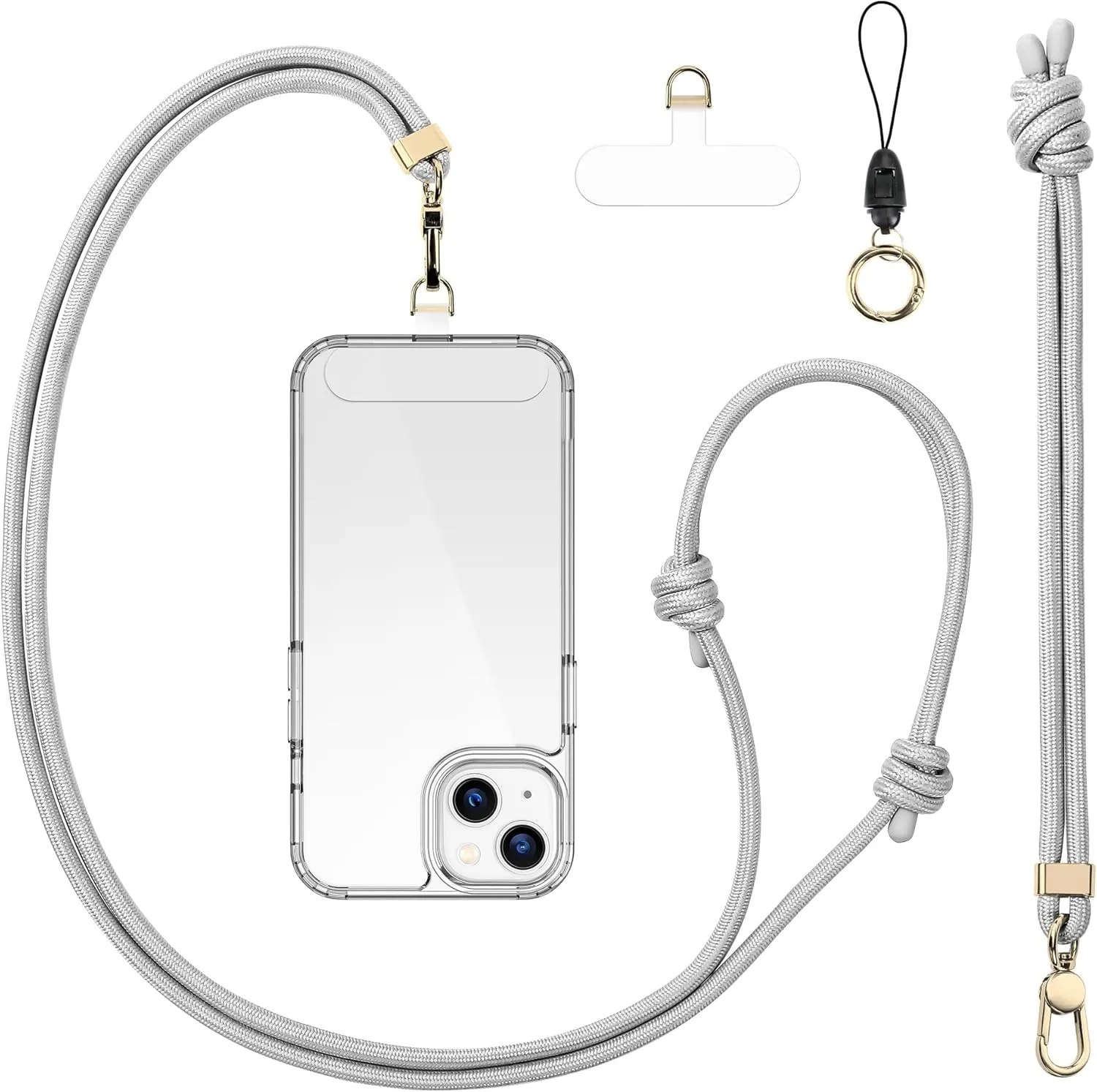 Universal Phone Lanyard Adjustable Crossbody Phone Neck Strap & Wrist Strap, Clip & Go Phone Strap