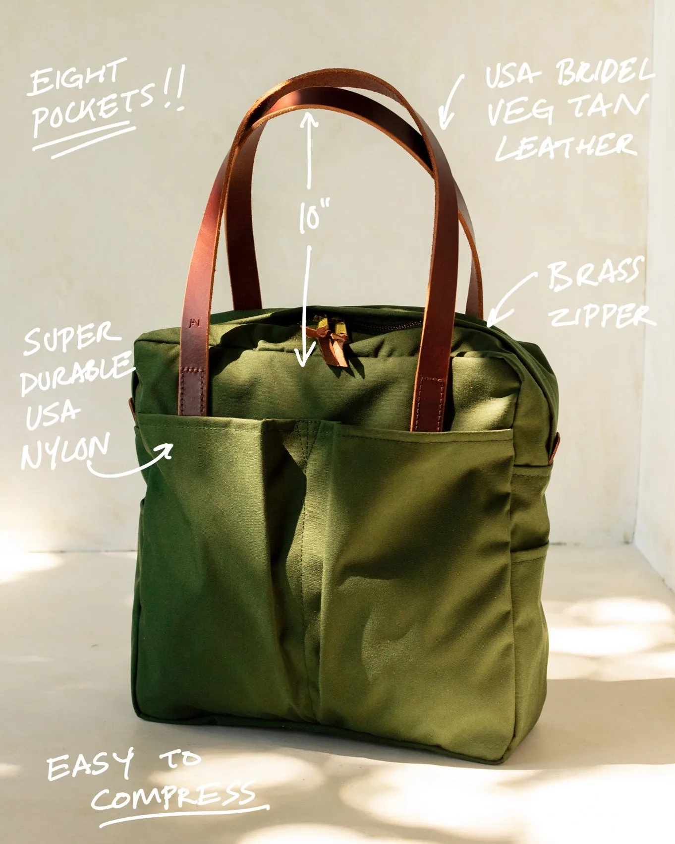 Utility Tote in Nylon - Zippered
