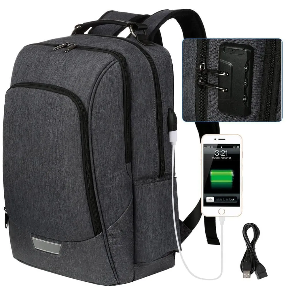 Vbiger Unisex Laptop Backpack Slim Casual Outdoor Day pack with Security Coded Lock