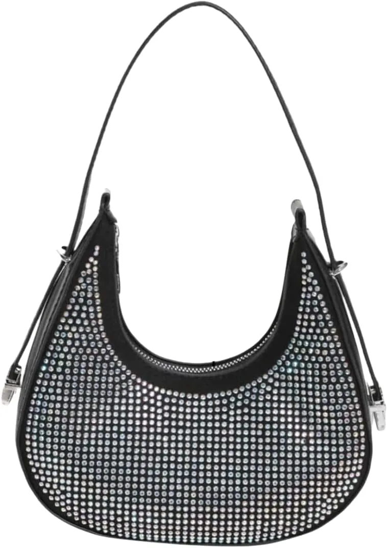Verdusa Women's Rhinestone Hobo Shoulder Bag Leather Clutch Handbag Purses