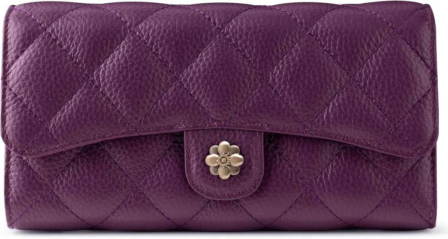 Wallet Women RFID Blocking Leather Large Capacity Credit Card Holder Trifold Ladies Clutch Zipper Long Purse