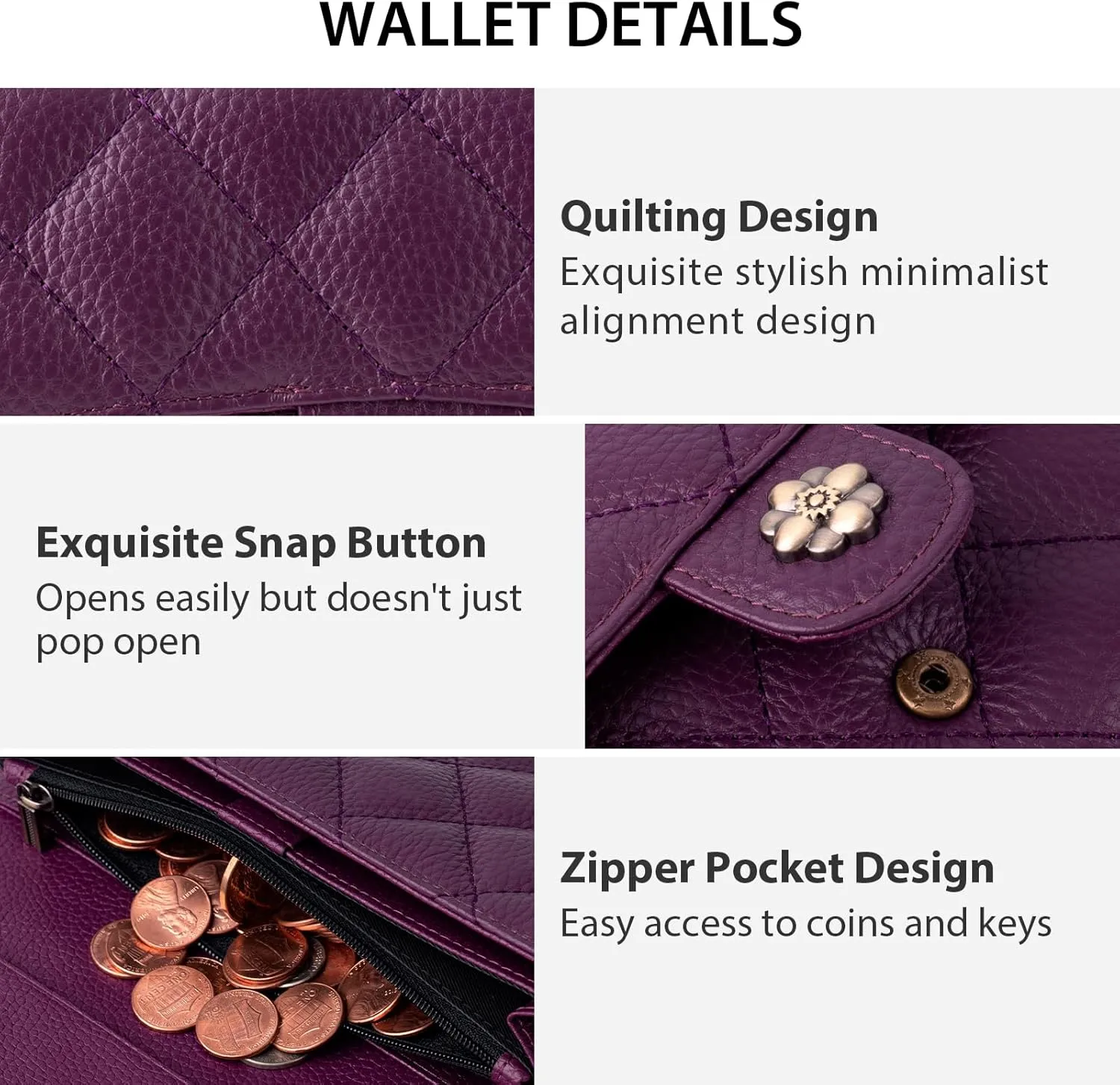 Wallet Women RFID Blocking Leather Large Capacity Credit Card Holder Trifold Ladies Clutch Zipper Long Purse