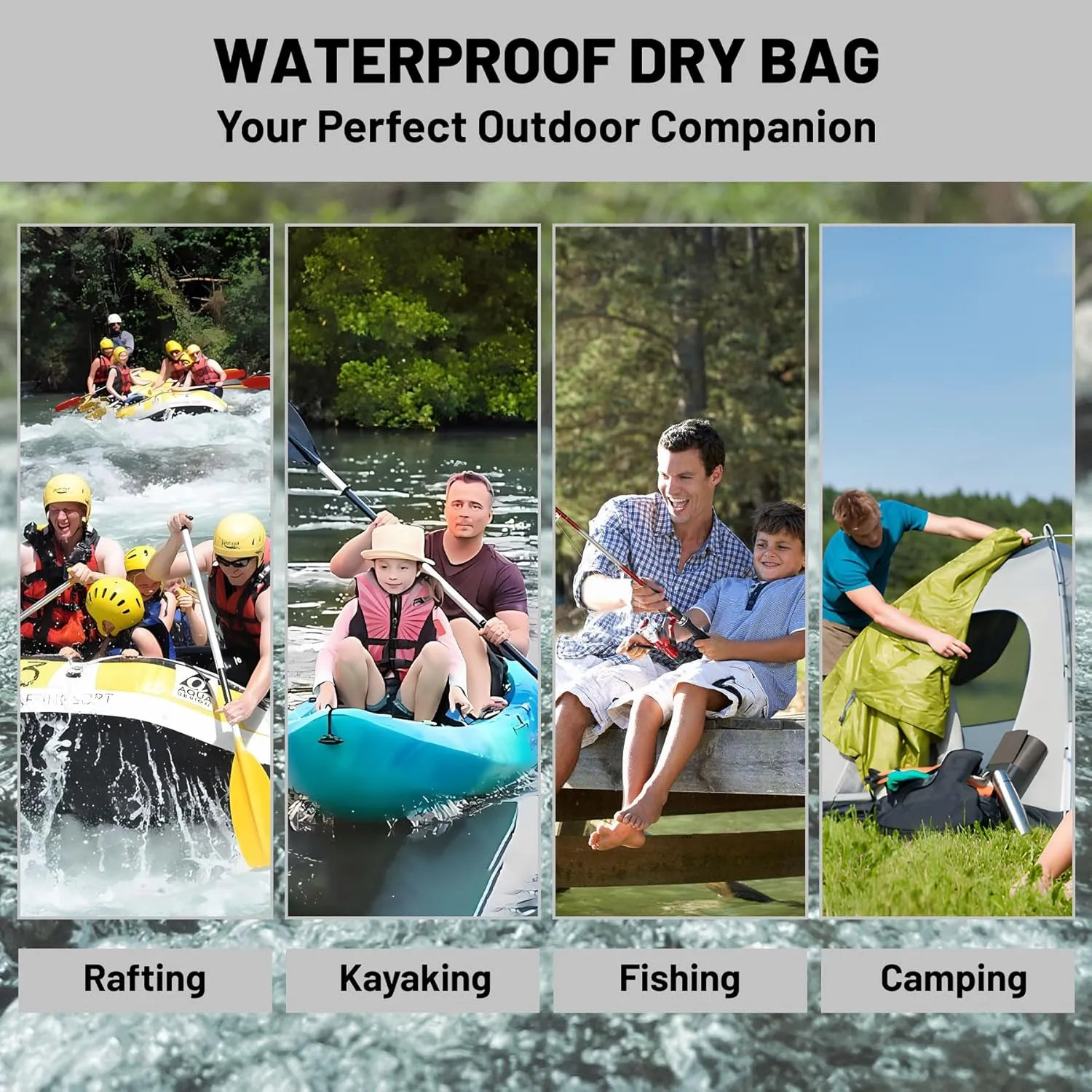 Waterproof Dry Bag,Roll Top Christmas Gingerbread Man Winter Small Waterproof Backpack 5L/10L/20L Floating and Lightweight Bags for Kayaking, Boating, Fishing, Swimming and Camping