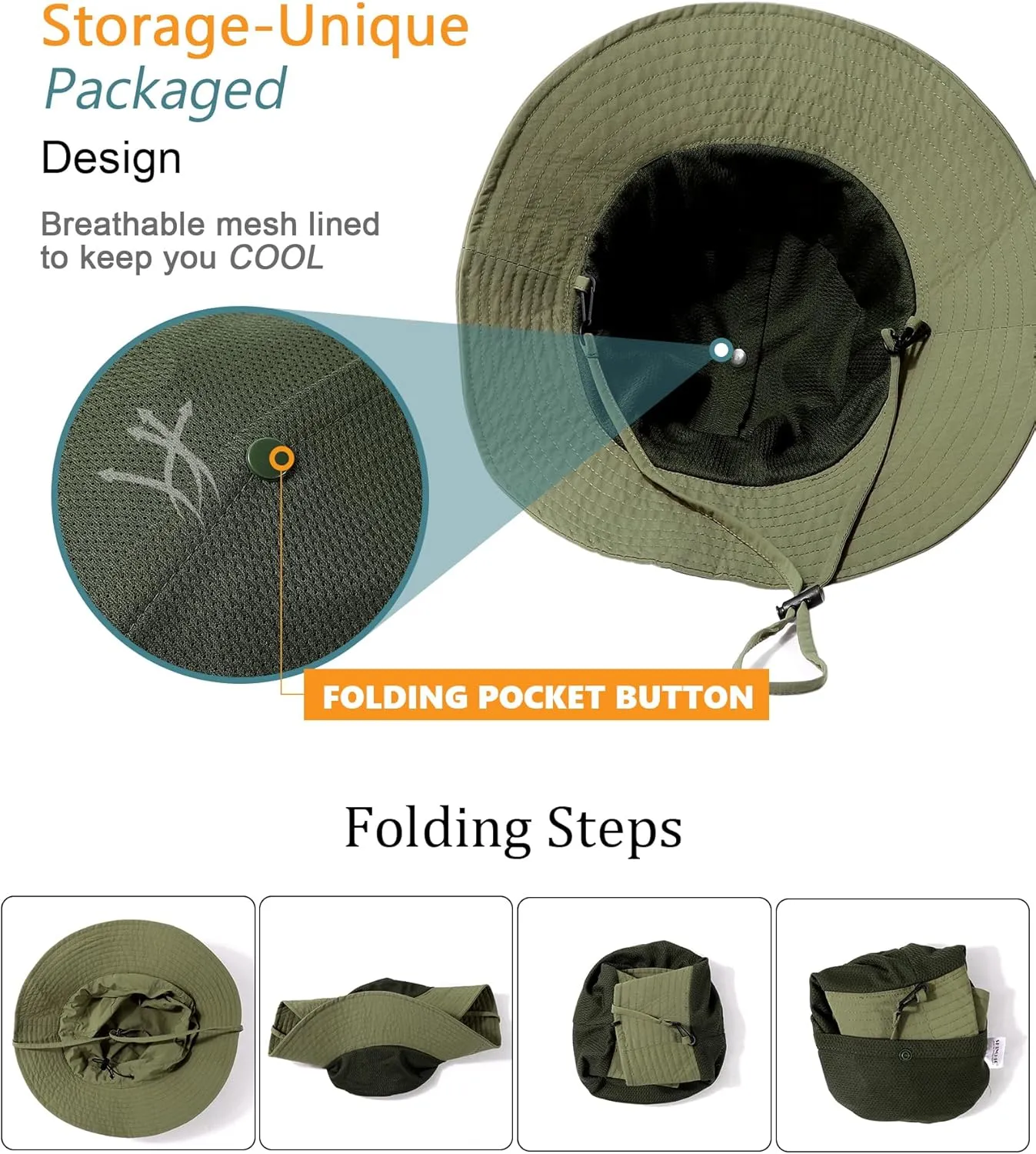 Waterproof Sun UPF 50  Bucket Hat UV Protection Packable Brimmed Boonie for Women Men Summer Lightweight Hiking Outdoor Cap
