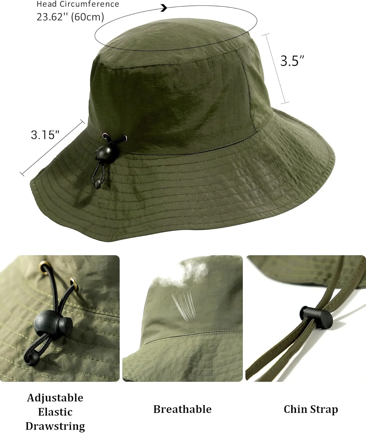 Waterproof Sun UPF 50  Bucket Hat UV Protection Packable Brimmed Boonie for Women Men Summer Lightweight Hiking Outdoor Cap