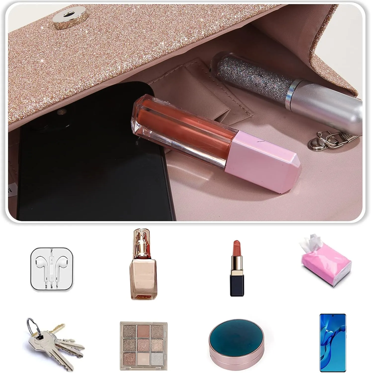 Women Clutch Bag Sequins Evening Bag Bridal Wedding Purse Glitter Sparkly Handbag