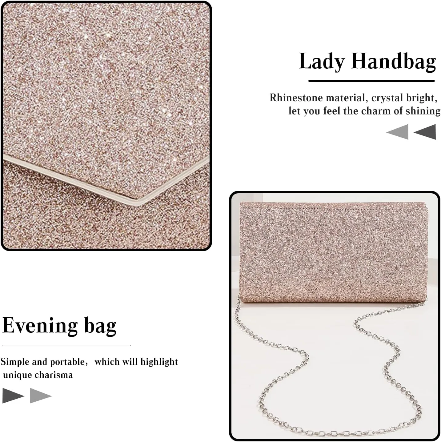 Women Clutch Bag Sequins Evening Bag Bridal Wedding Purse Glitter Sparkly Handbag