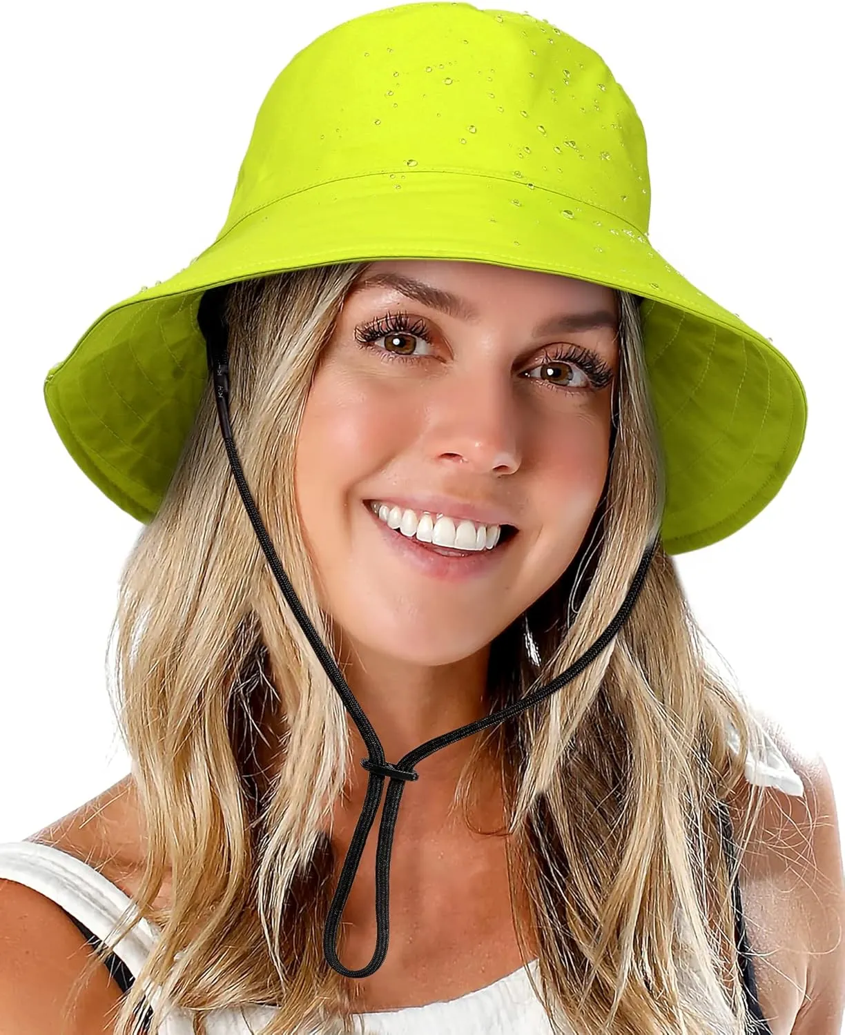Womens Waterproof Bucket Sun Hat UPF 50  Outdoor Beach Boonie Floppy Rain Hat for Men Fishing Hiking Safari Cap with Strings